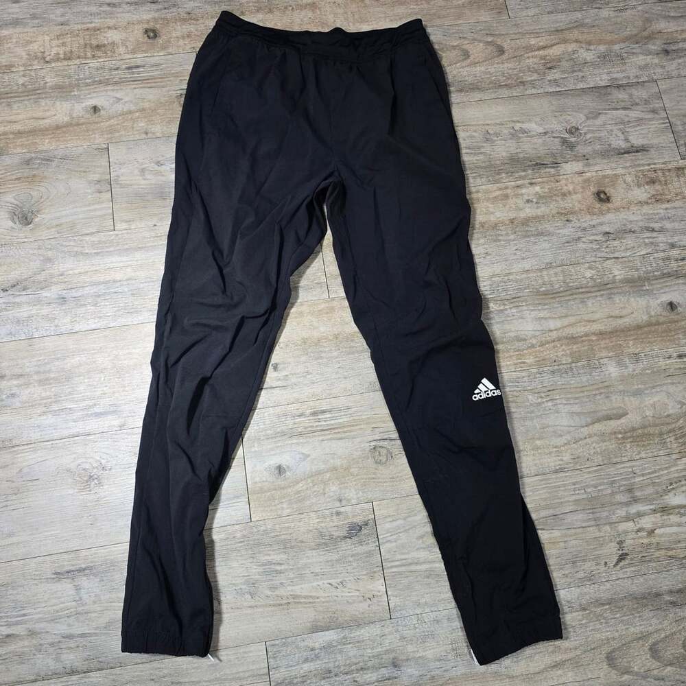 Adidas Men's Running Track Pants with Ankle Zippers, Black